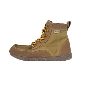 Lems Brown Canvas Leather Lace Up Ankle Boots Shoes E39 W8.5 M7 utility gorpcore